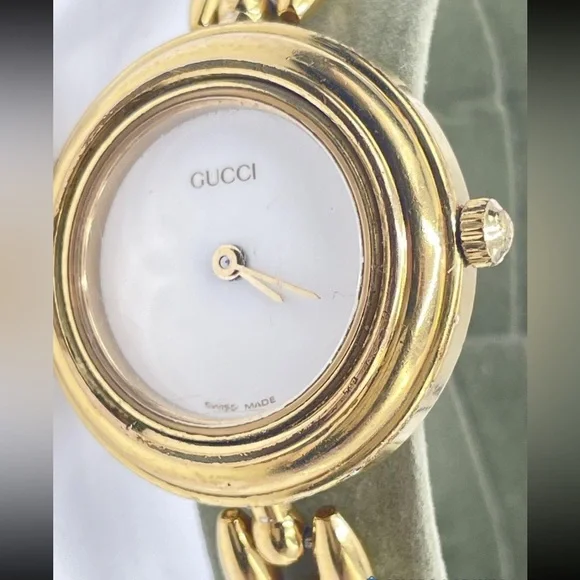 Vintage Authentic Gucci Gold plated six Colors Watch Change Bezel - Picture 10 of 14